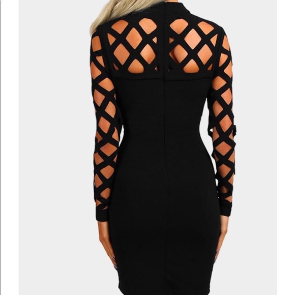 🖤Black Bodycon Hollow Mini Dress - Picture 3 of 7